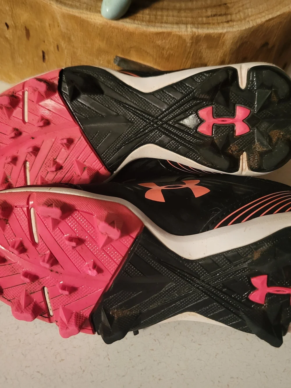 Girls Youth Under Armour Baseball Cleats 12 Black Pink